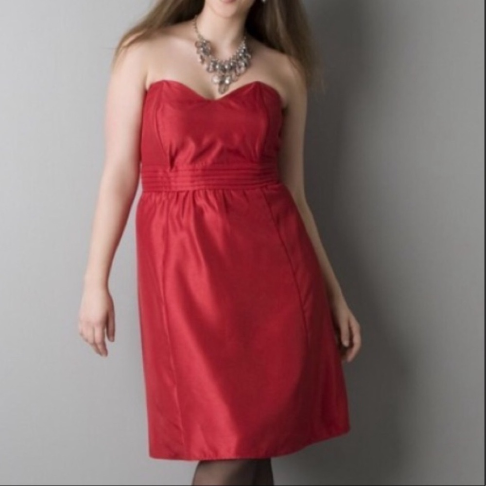 Lane Bryant Red Satin Strapless Sweetheart Dress 24 NWT